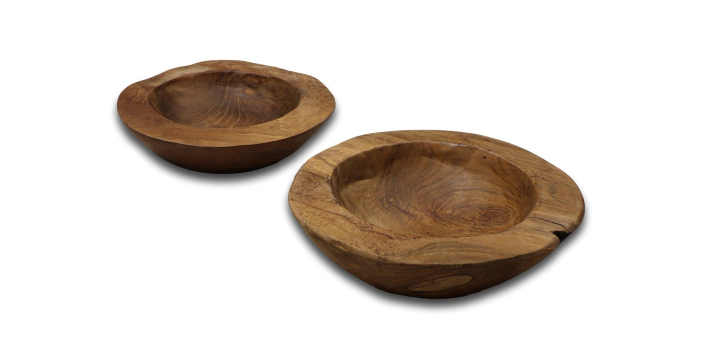 HSM Collection-Fruchtschale Klein S/2-ø20-27x6-10-Natur-Teak
