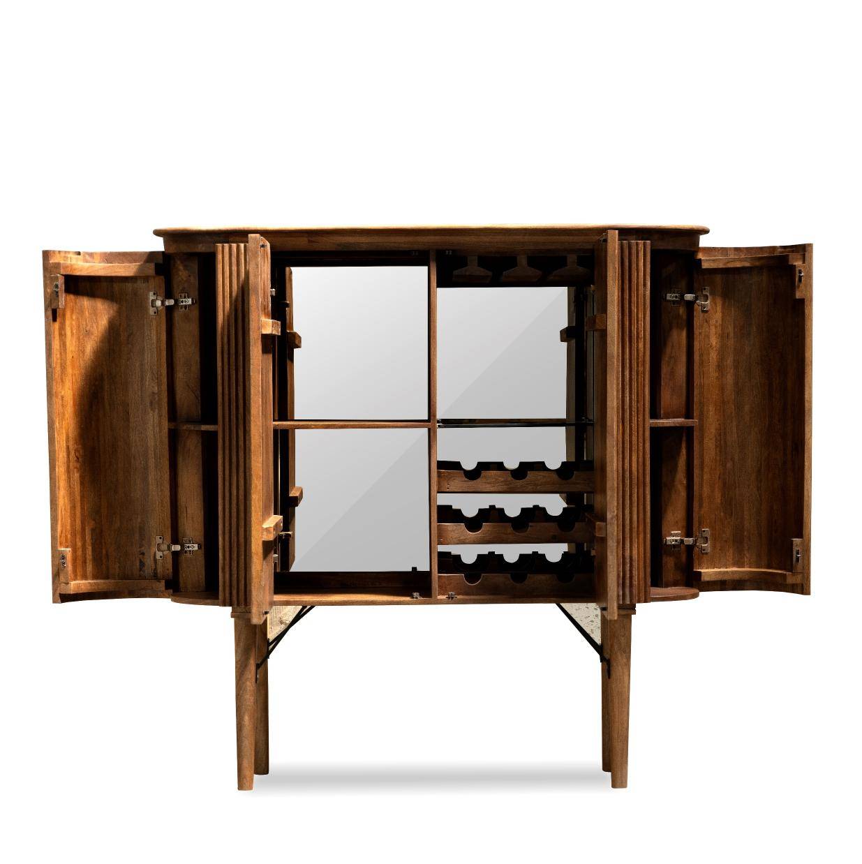 HSM Collection-Bar-Schrank Tide 4 Tür-140x45x150-Braun-Mango