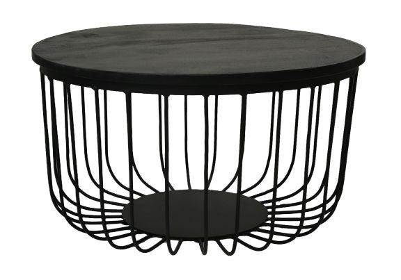 HSM Collection-Runde Beistelltische Maden S/2-ø60x33/ø45x30-Schwarz-Mango/Metall