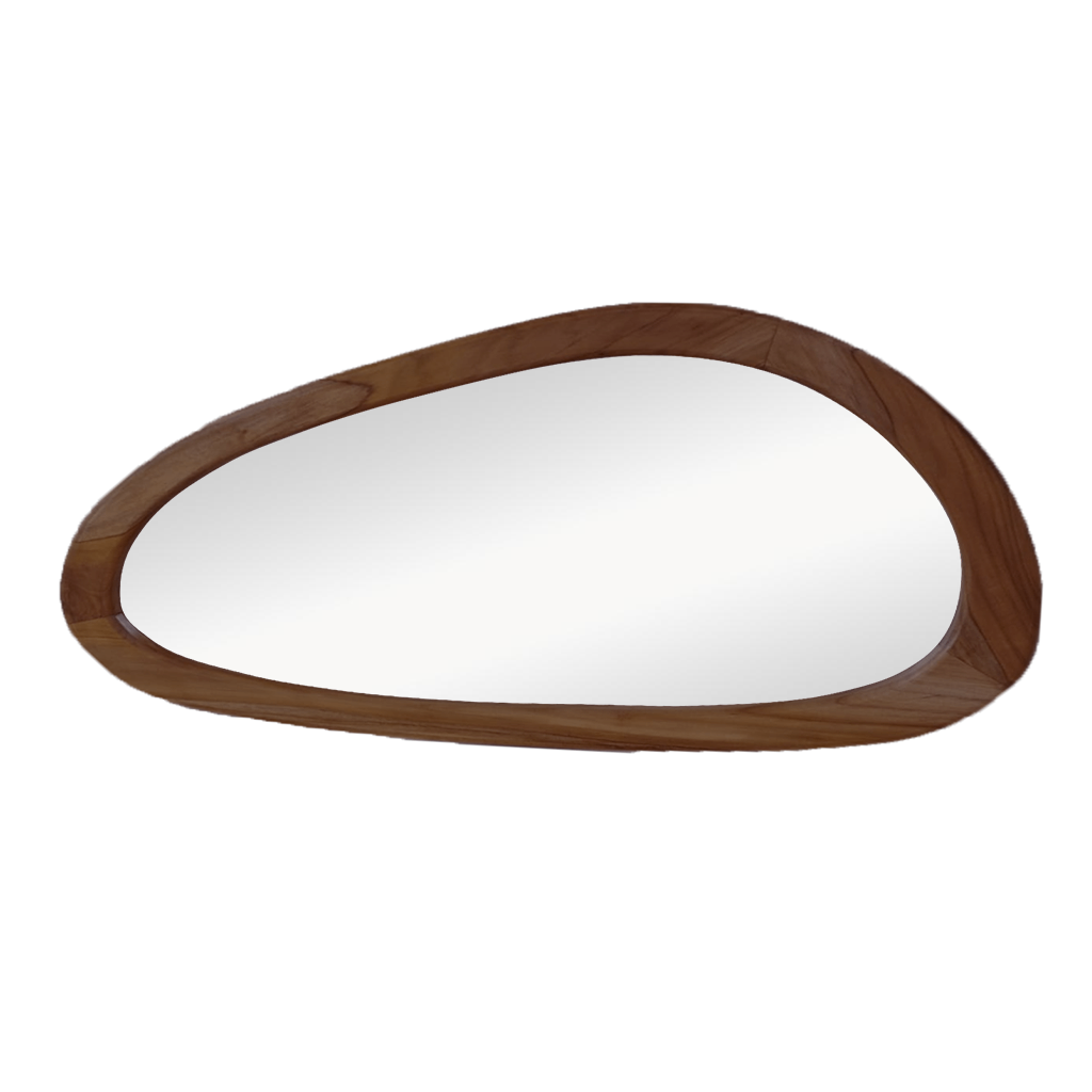 HSM Collection-Wandspiegel organische Form-Tide-80x50x3-Walnuss-Teak