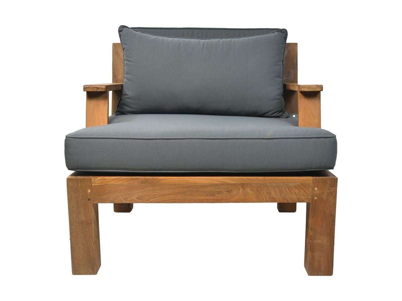 HSM Collection-Garten-Loungesessel Sofa Mit Armlehne-80x79x83-Natur/Dunkelgrau-Teak/Stoff