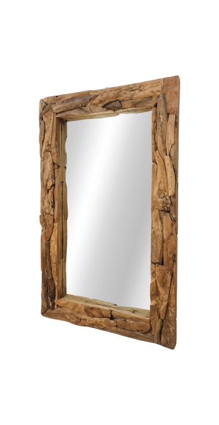 HSM Kollektion-Rechteckiger Spiegel Root-240x7-9x140-Natur-Teak