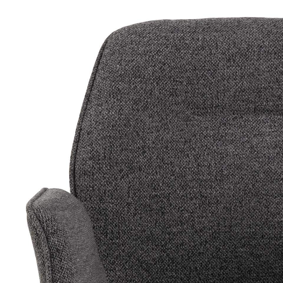 HSM Collection-Esszimmerstuhl Nora + Armlehne-90x62x61-Dunkelgrau/Matt Schwarz-Stoff/Metall