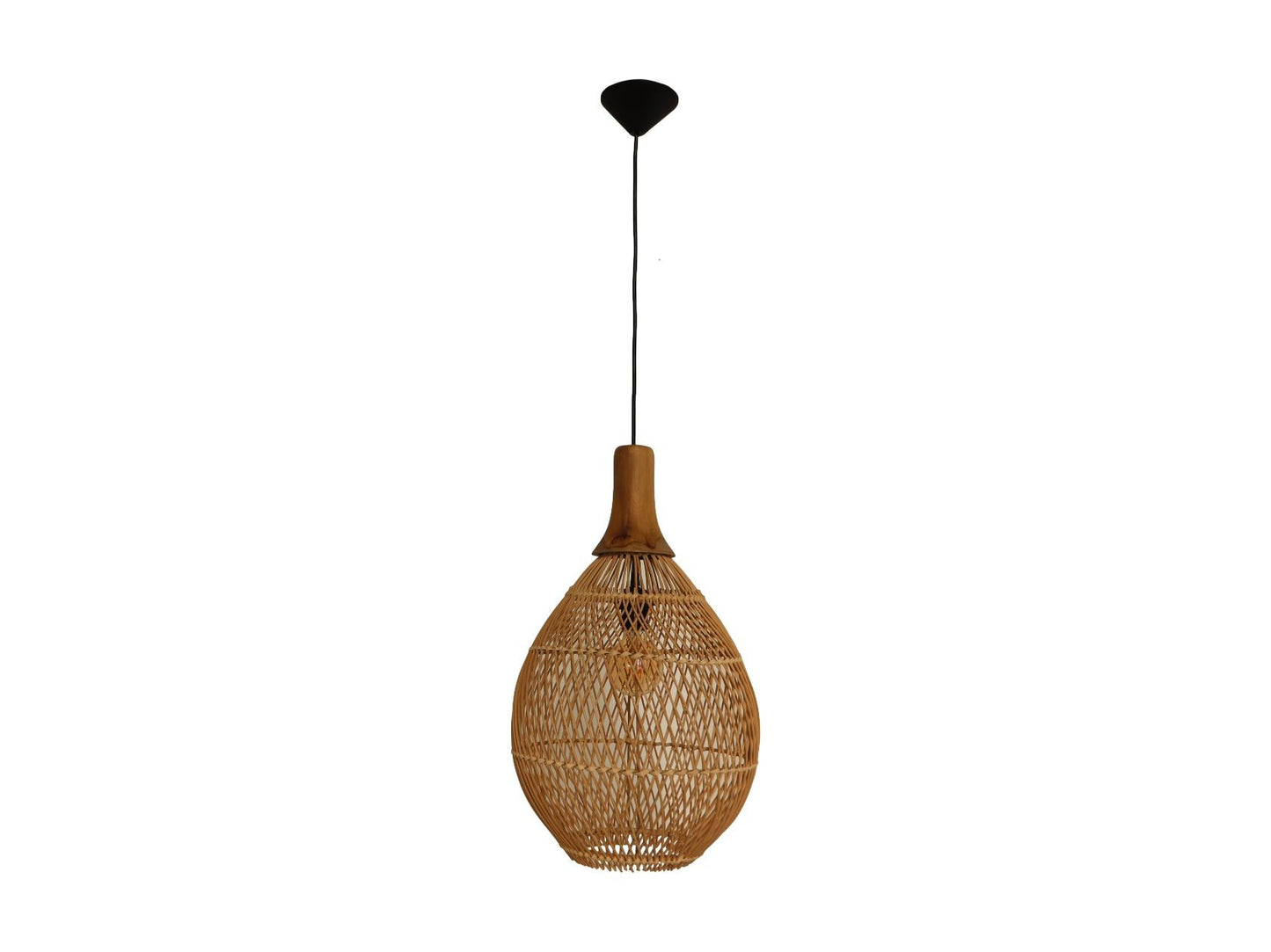 HSM Kollektion-Hängelampe-34x34x58-Natur-Rattan/Teak