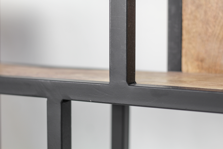 HSM Collection-Rundes Wanddekoregal-100x16x100-Natur/Schwarz-Mango/Metall
