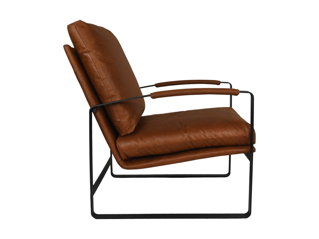 HSM Kollektion-Sessel Miami-95x65x95-Cognac/Schwarz-Leder/Metall