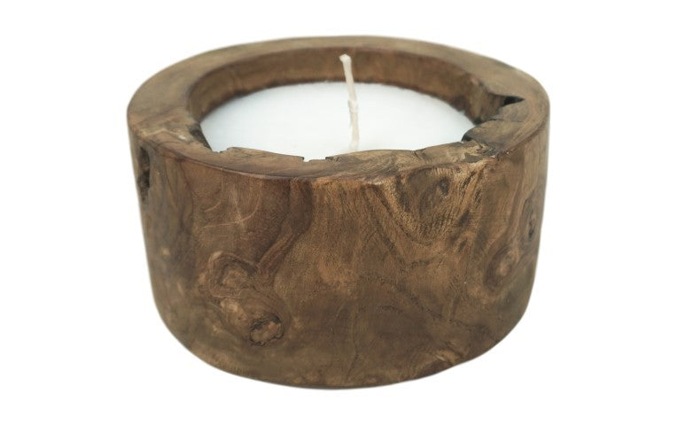 HSM Kollektion-Kerze Baumstamm Klein-ø20x10-Natur-Teak
