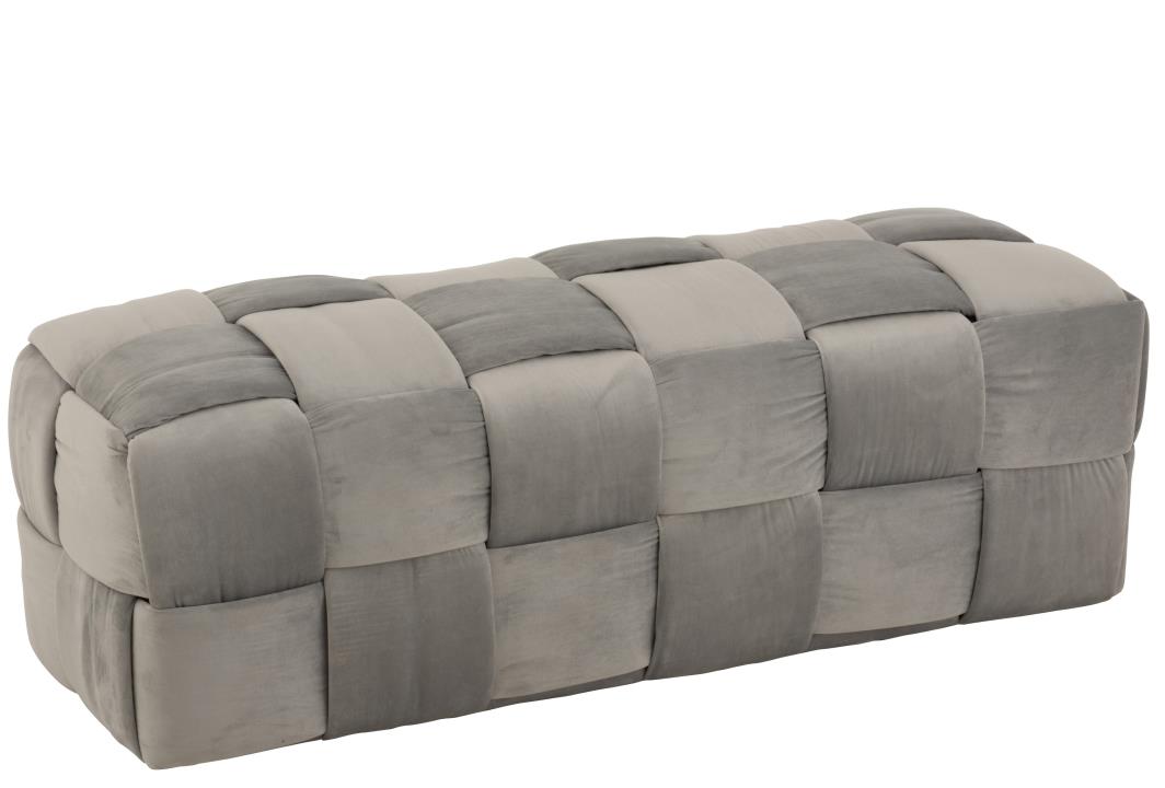 HOCKER 3-PERSONEN TEXTIL/HOLZ HELL GRAU