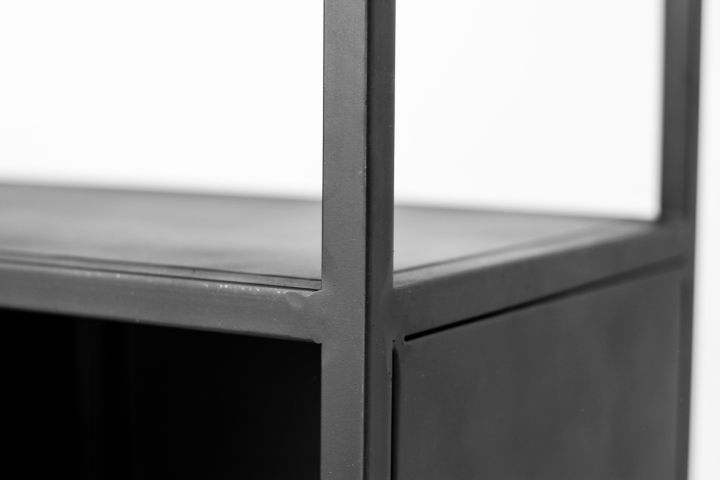 HSM Collection-Offenes Regal Manhattan-65x35x175-Schwarz-Metall