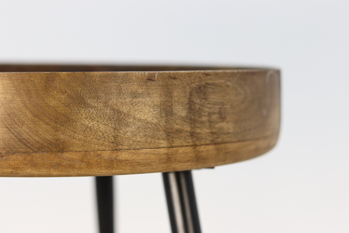 HSM Collection-Round Side Table Ventura-ø40x42-Natur/Schwarz-Mango/Metall