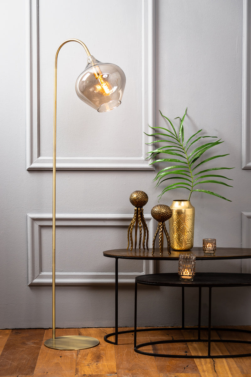 Stehlampe 45x28x160 cm RAKEL antikes Bronze + rauchig