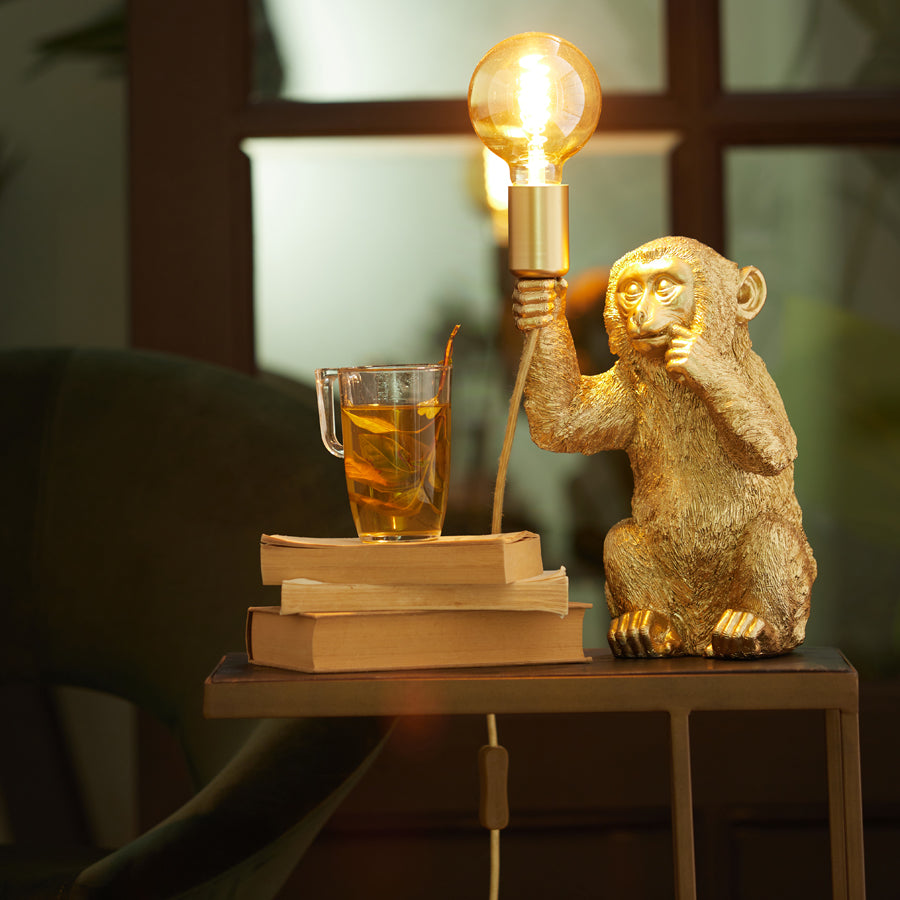 Tischlampe Affe - Gold - 13x12,5x23,5cm