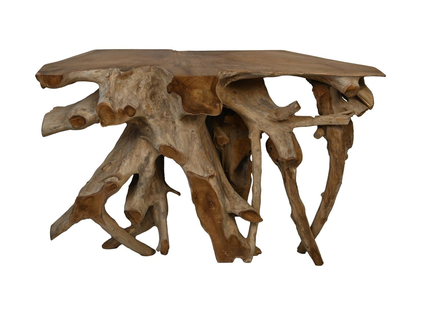 HSM Collection-Wandtafel Teakwurzel Two Tone-120x45x80-Natur-Teak