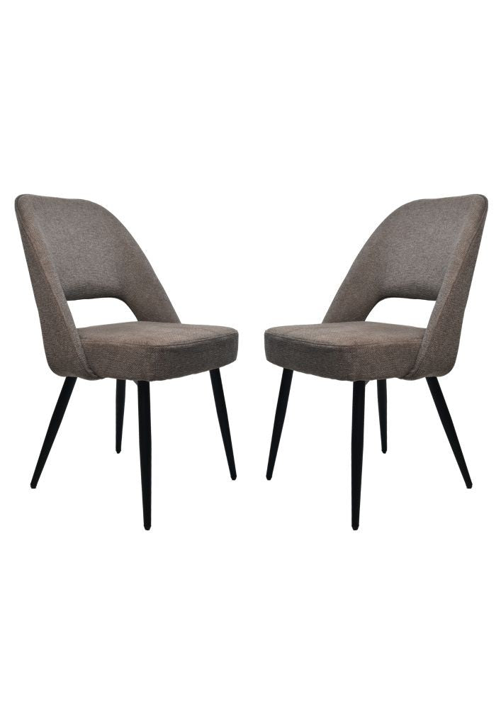 HSM Kollektion - Esszimmerstuhl Jenna - Set von 2 - 62x54x87 - braun/schwarz - Baumwolle