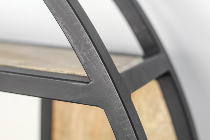HSM Collection-Rundes Wanddekoregal-100x16x100-Natur/Schwarz-Mango/Metall