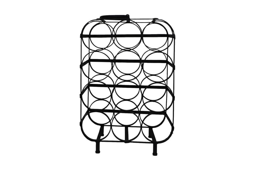 HSM Collection-Stand Weinregal 12 Flaschen-35x25x50-Schwarz-Metall