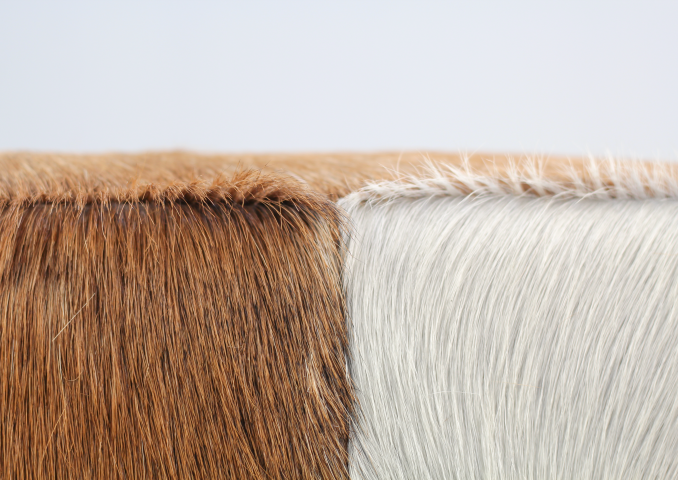 HSM Collection - Square Stool Goatskin - 33x33x45 - Assorted/Natural - Goatskin/Teak