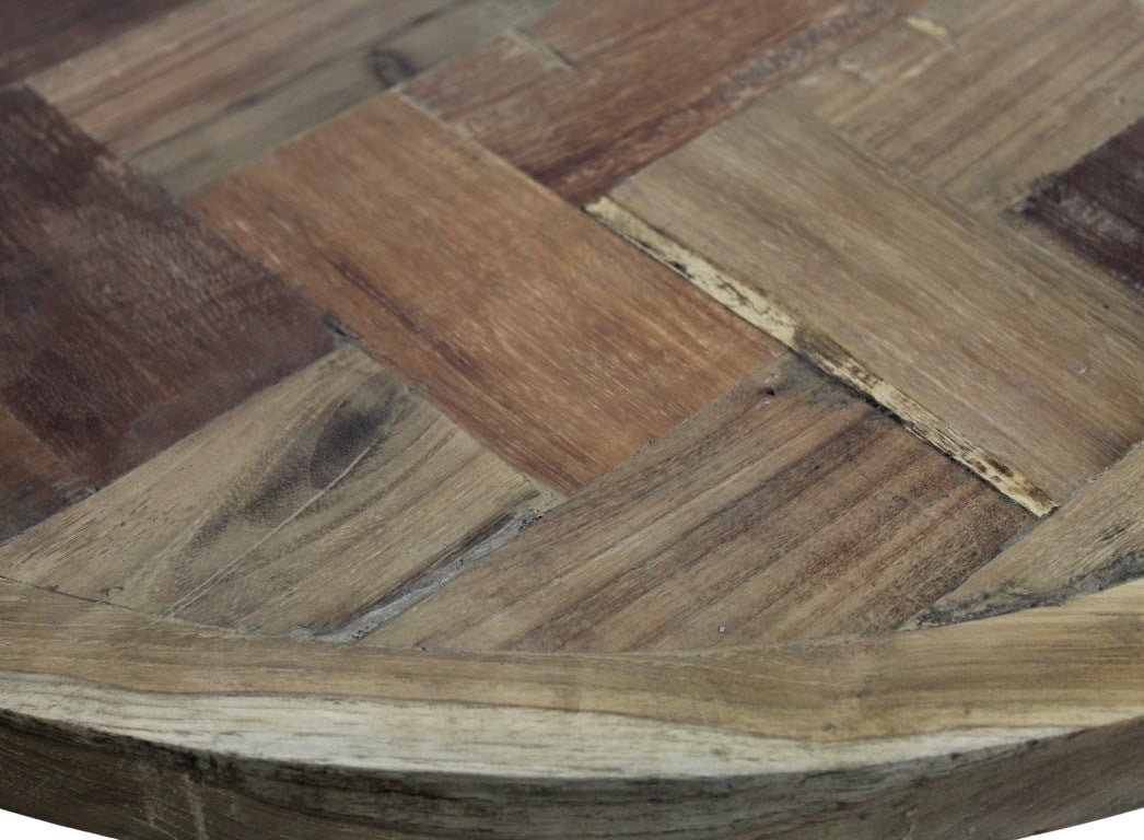 HSM Collection - Runde Mosaik-Couchtisch - ø80x33 - Braun/Schwarz - Teak