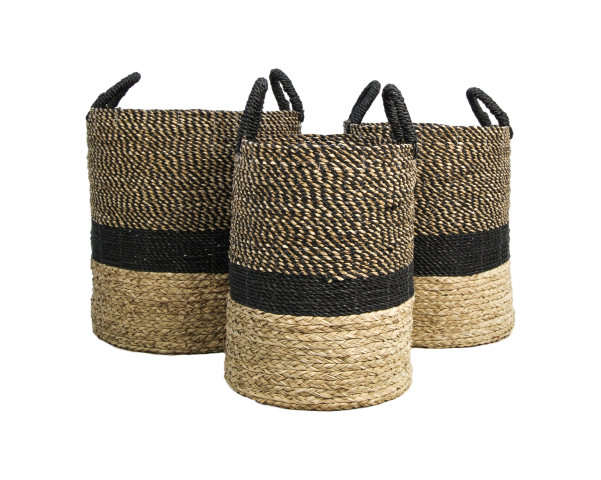 HSM Collection-Mandenset Malibu S/3-ø42x45 / ø38x42 / ø34x39-Natur/Schwarz-Wasserhyazinthe