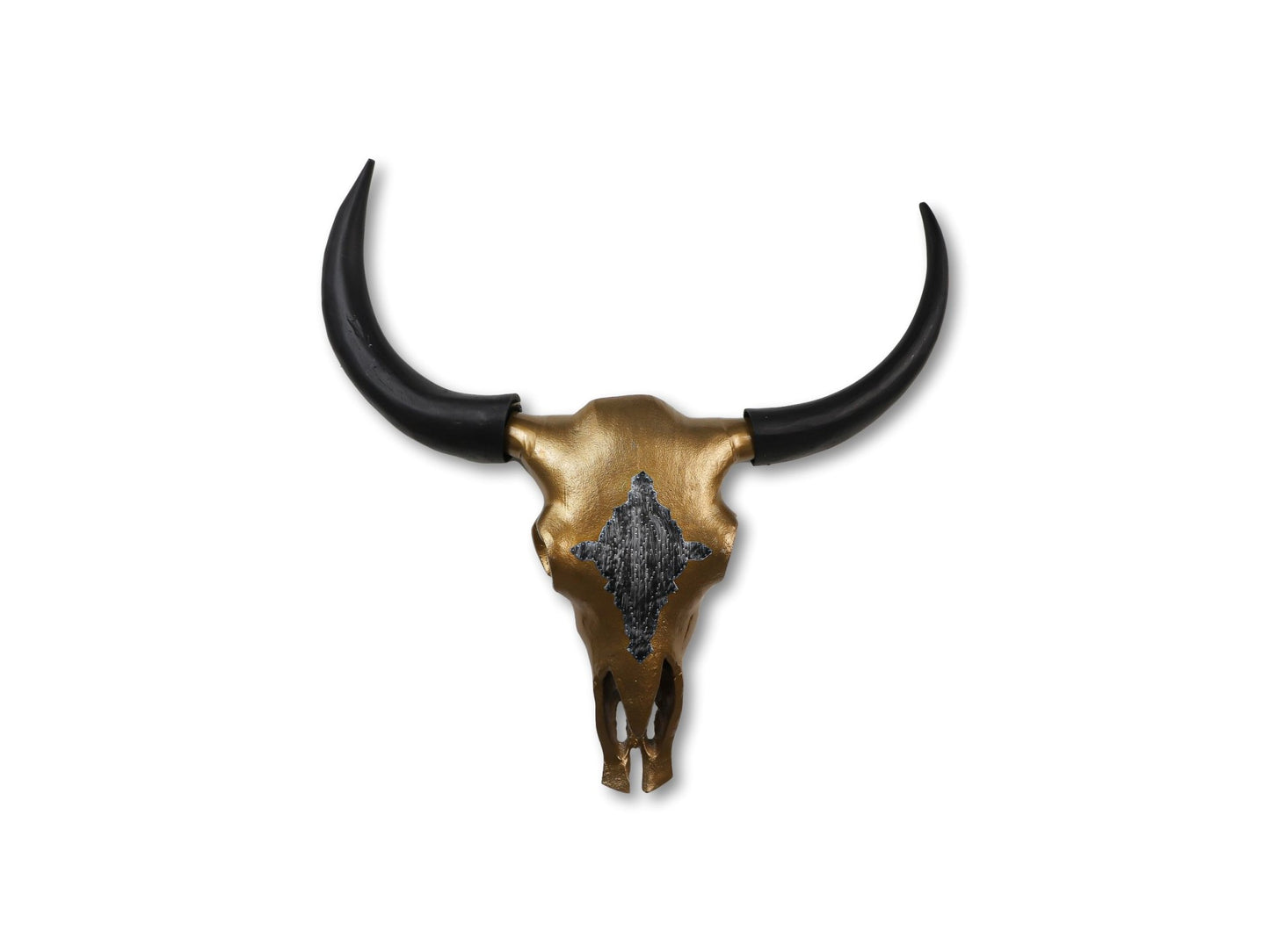 HSM Kollektion - Dekoratives Büffelkopf Groß - 80x80x10 - Gold/Schwarz - Metall