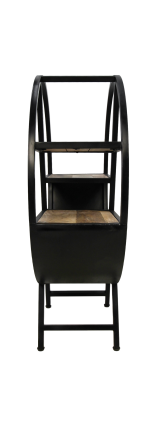 HSM Kollektion-Rundes Dekorregal-80x30x100-Natur/Schwarz-Mango/Metall