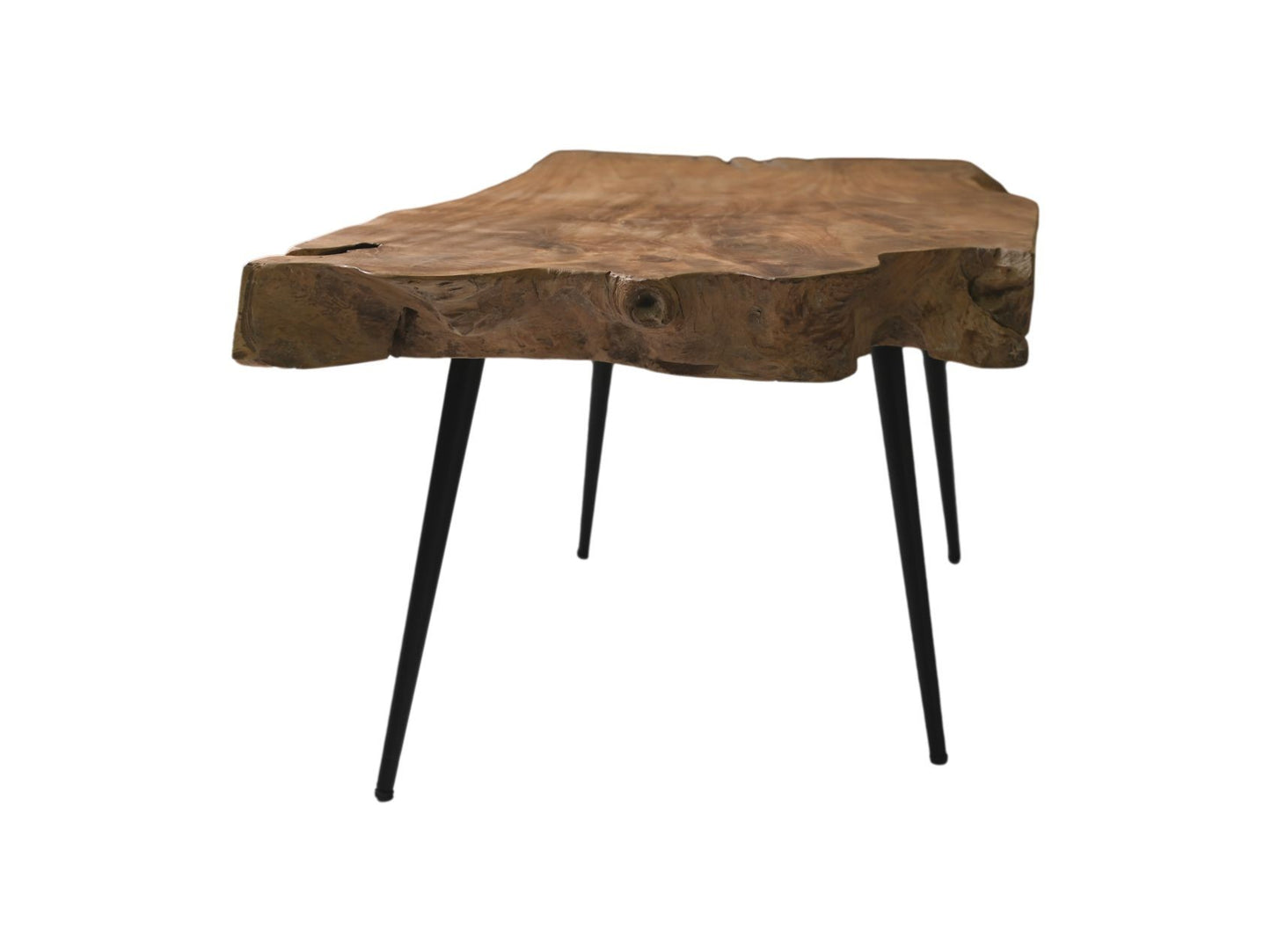 HSM Kollektion-Rechteckiger Couchtisch Root-80x50x53-Natur/Schwarz-Teak/Metall