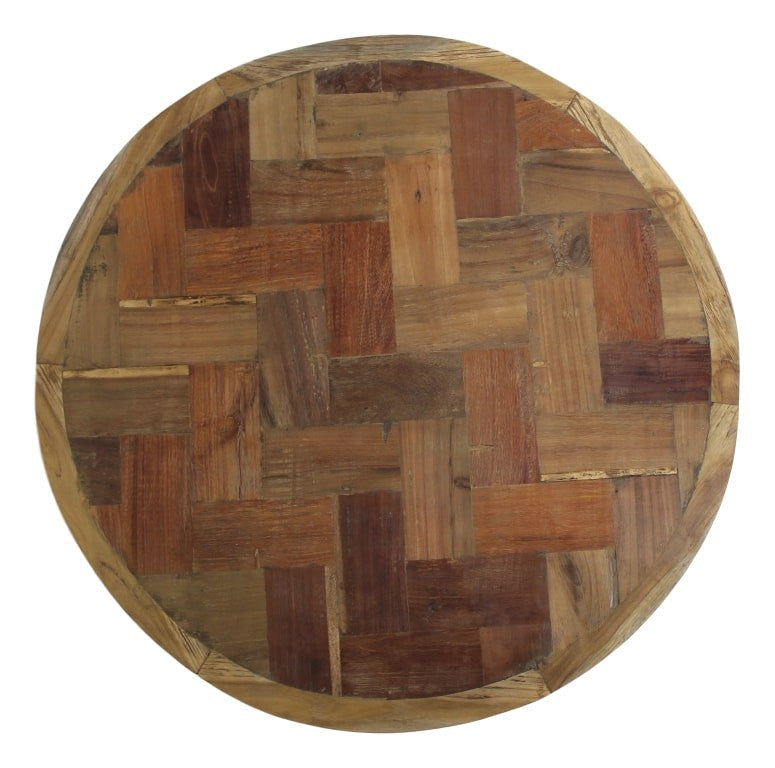 HSM Collection - Runde Mosaik-Couchtisch - ø80x33 - Braun/Schwarz - Teak