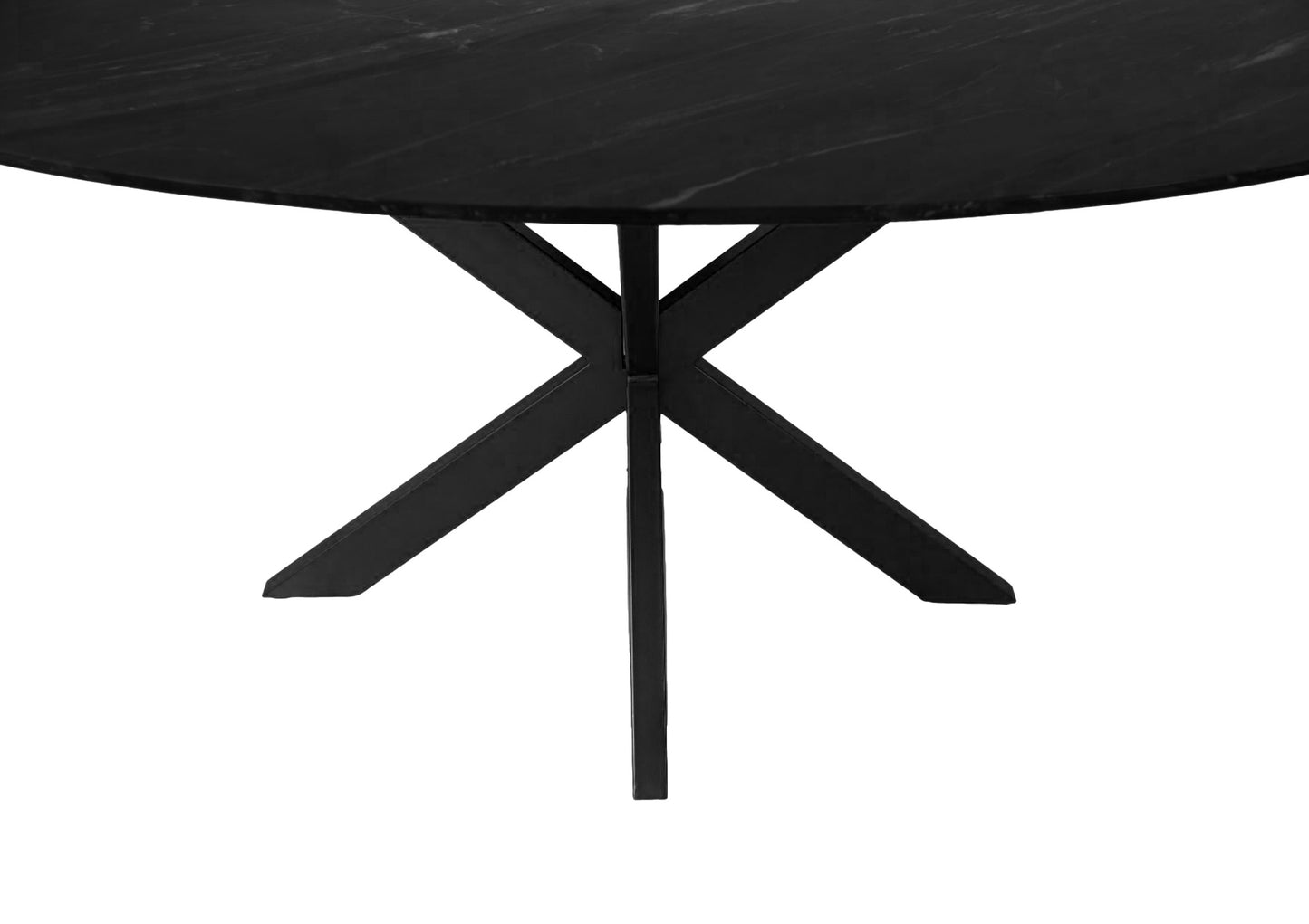 HSM Kollektion-Ovaler Esstisch-180x100x76-Schwarz-Marmor/Metall