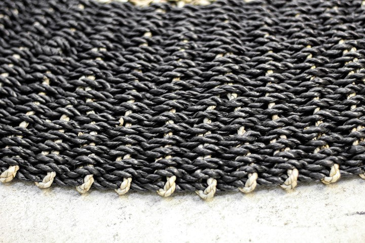 HSM Collection-Teppich Malibu -ø120-Natur/Schwarz-Raffia/Seegras
