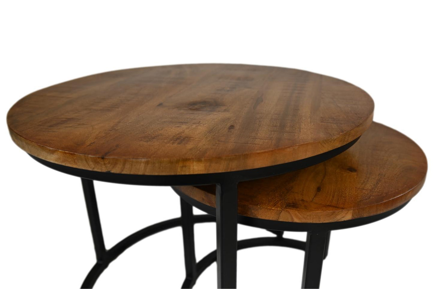 HSM Collection-Runde Beistelltisch Ronin S/2-ø60x45 / ø45x40-Braun/Schwarz-Mango/Metall