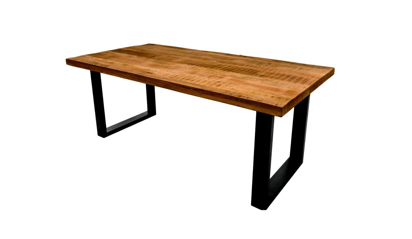 HSM Collection-Rechteckiger Esstisch Melbourne-160x90x77-Braun/Schwarz-Mango/Metall