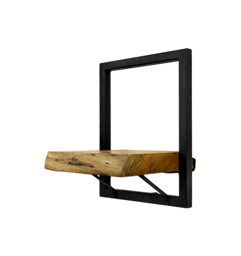 HSM Collection-Wandregal Levels Live Edge -25x22x32-Natur/Schwarz-Akazie/Metall