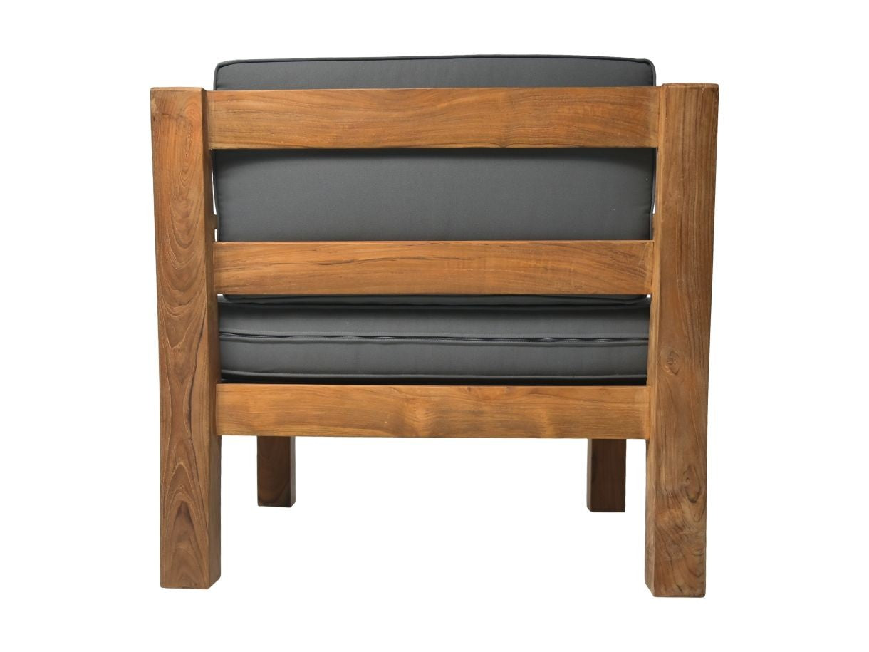 HSM Collection-Garten-Loungesessel Sofa Mit Armlehne-80x79x83-Natur/Dunkelgrau-Teak/Stoff