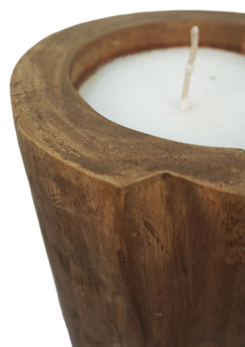 HSM Kollektion-Kerze Baumstamm Groß-ø20x20-Natur-Teak
