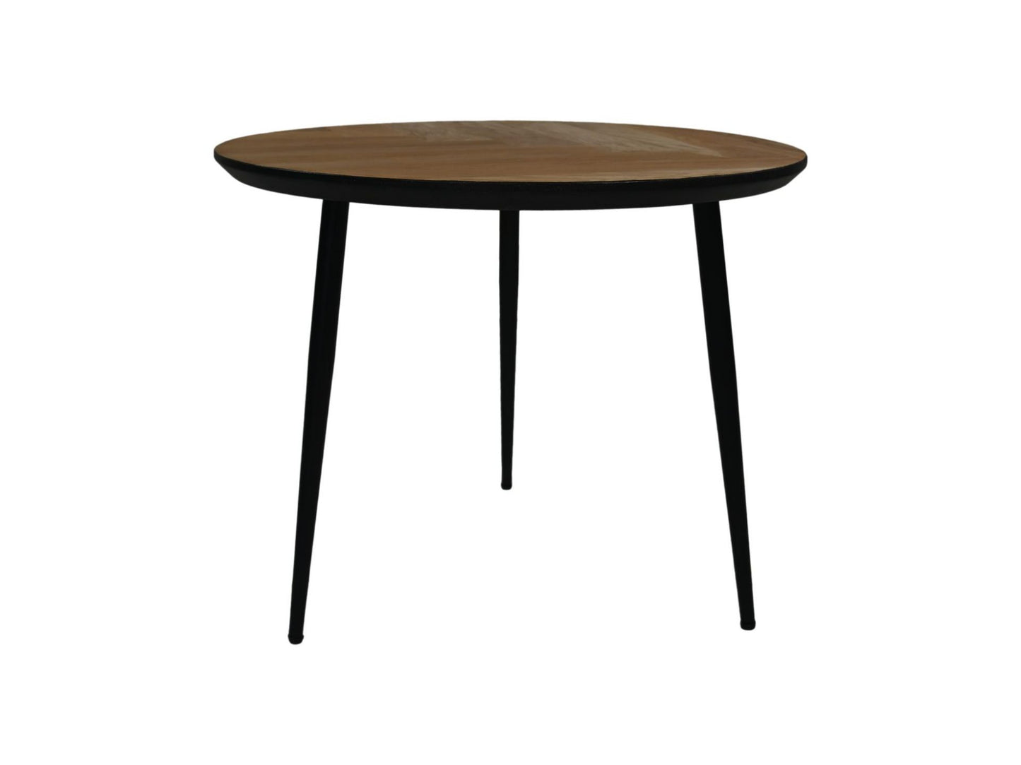 HSM Kollektion - Runder Beistelltisch Fishbone - 60x60x49 - Natur - Schwarz/Schwarz - Eiche/Metall