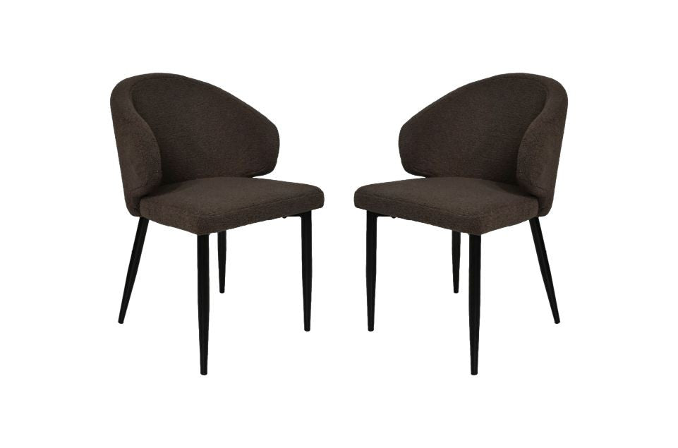HSM Collection-Esszimmerstuhl Yuna S/2-60x54x82.5-Espresso/Schwarz-Stoff/Metall