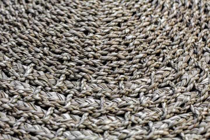 HSM Collection-Teppich Malibu -ø120-Natur/Schwarz-Raffia/Seegras