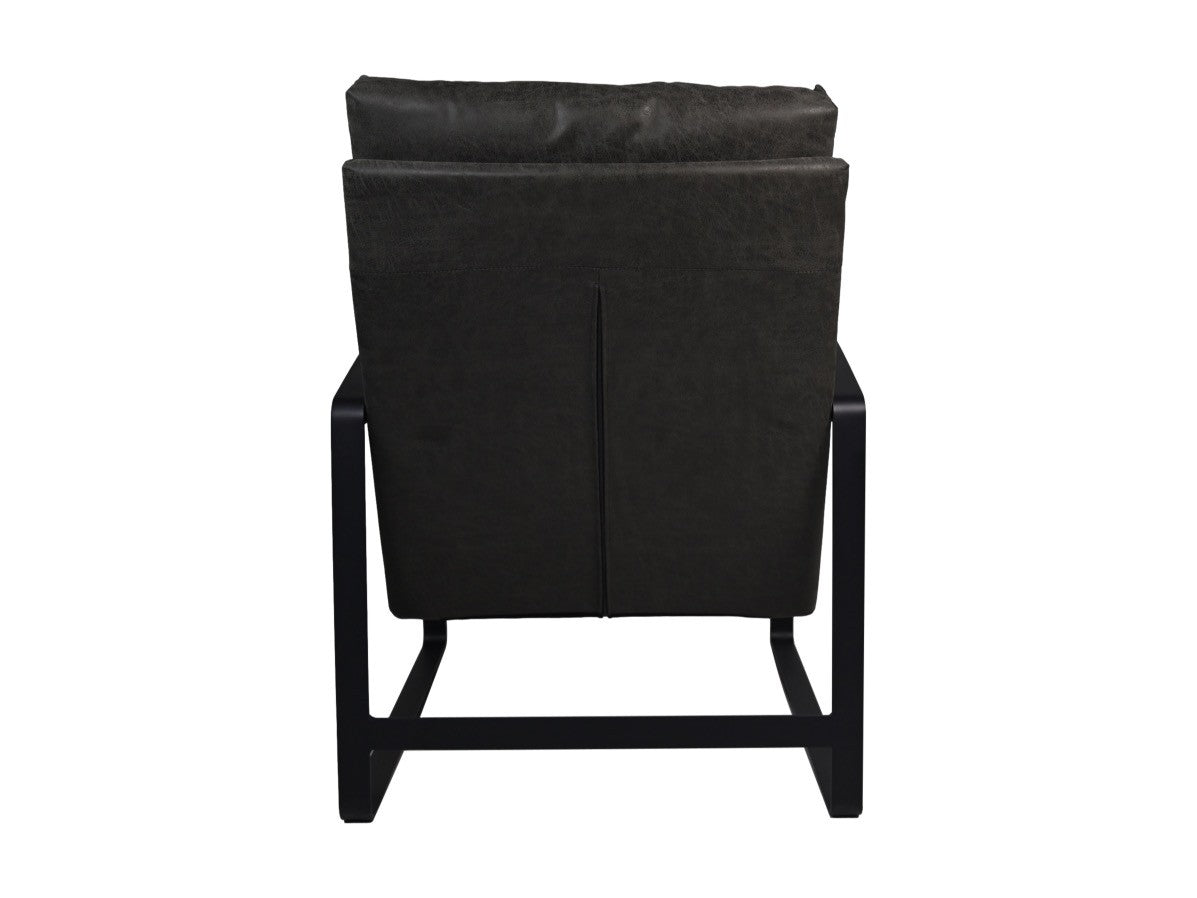 HSM Kollektion-Sessel Miami-95x65x95-Dunkelgrau/Schwarz-Leder/Metall
