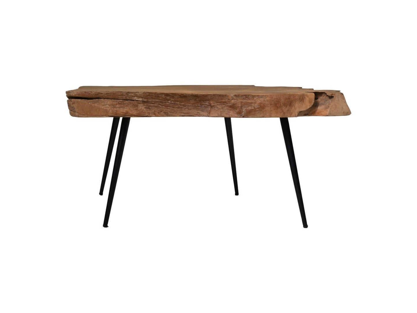HSM Collection-Rechteckiger Couchtisch Root-80x50x43-Natur/Schwarz-Teak/Metall