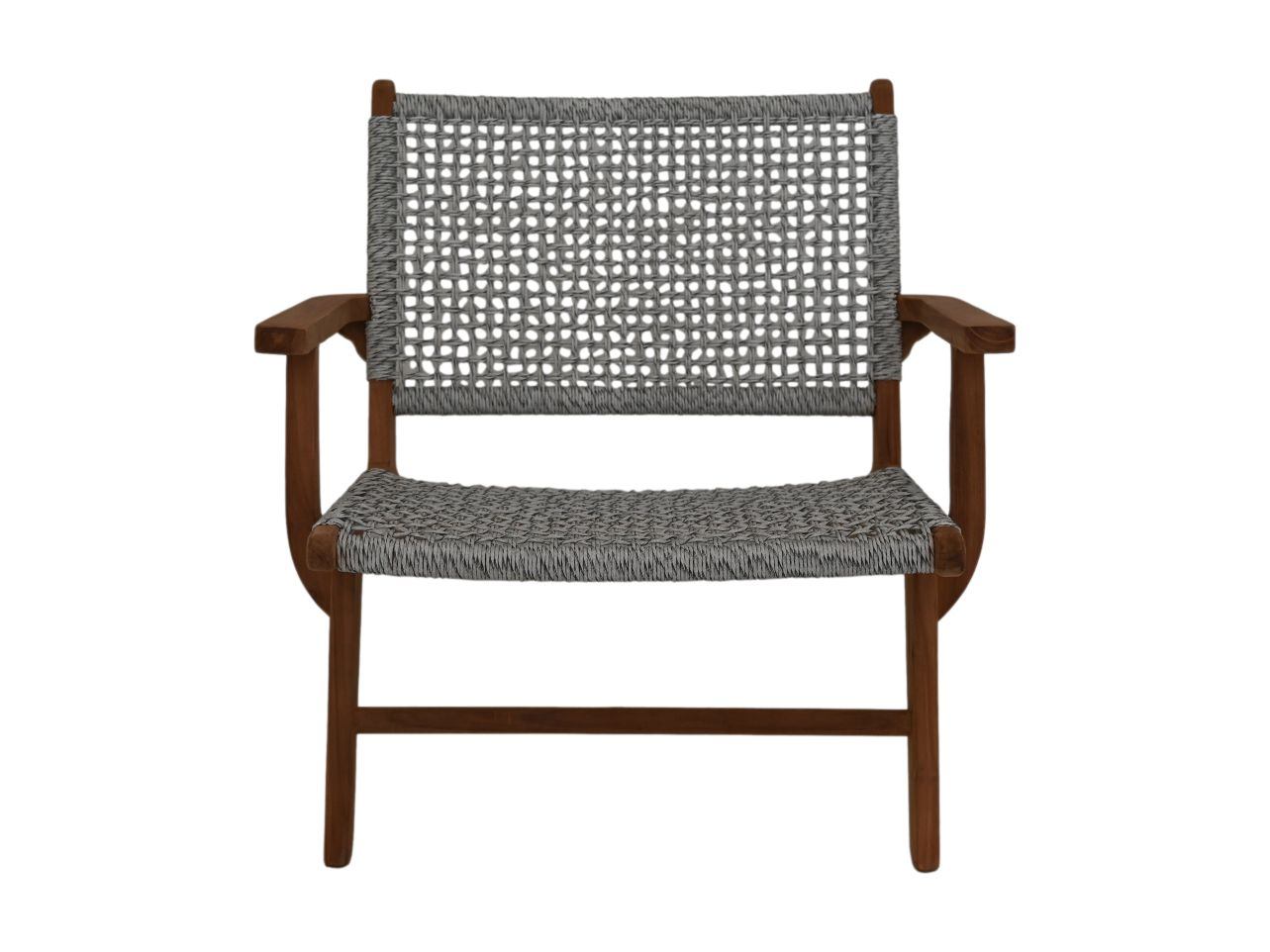 HSM Collection-Gartensessel Rio mit Armlehne KD-80x80x67-Natur/Grau-Teak/Bananenblatt