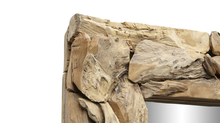 HSM Kollektion-Rechteckiger Spiegel Root-240x7-9x140-Natur-Teak
