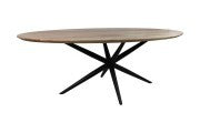 HSM Kollektion - Ovaler Esstisch Zurich - 220x100x76 - Natur/Schwarz - Akazie/Metall