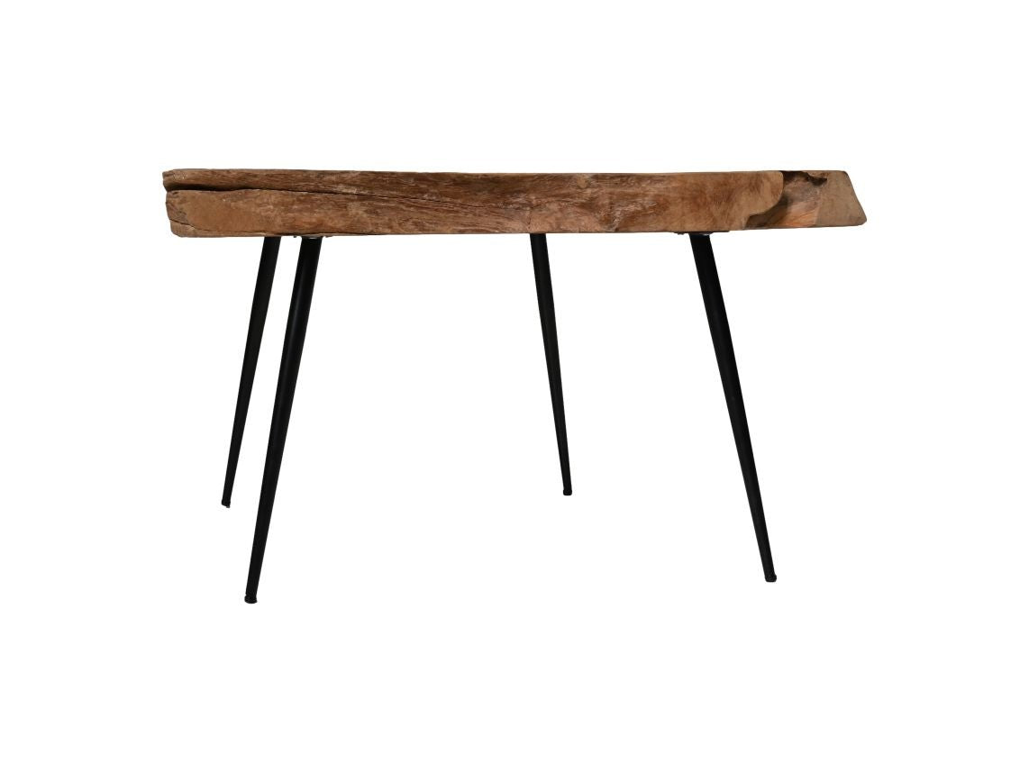 HSM Kollektion-Rechteckiger Couchtisch Root-80x50x53-Natur/Schwarz-Teak/Metall