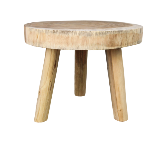 HSM Collection-Runde Beistelltisch Baumstamm-ø40x40-Natur-Munggur