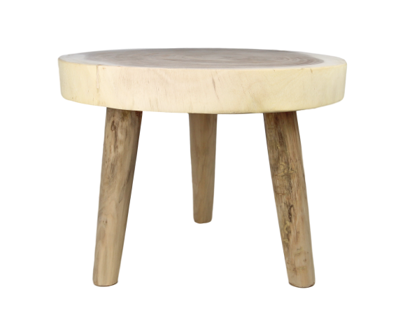 HSM Collection-Runde Beistelltisch Baumstamm-ø50x40-Natur-Munggur