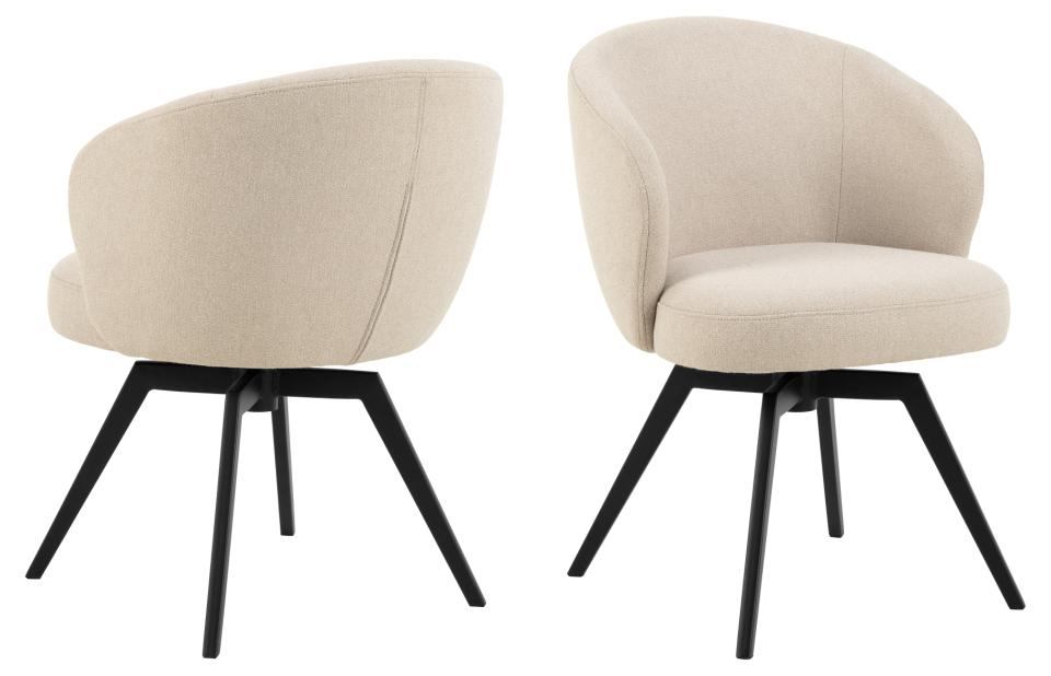 HSM Collection-Esszimmerstuhl Alma + Armlehne-80x58,5x60-Creme/Schwarz-Stoff/Metall