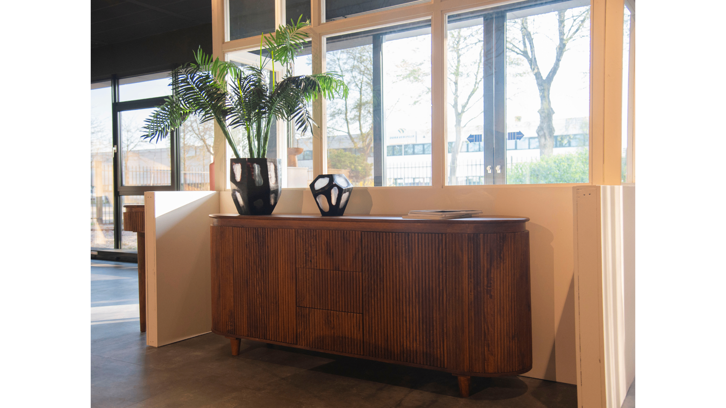 HSM Kollektion-Sideboard Tide 4 Tür 3 Schublade-190x45x80-Braun-Mango