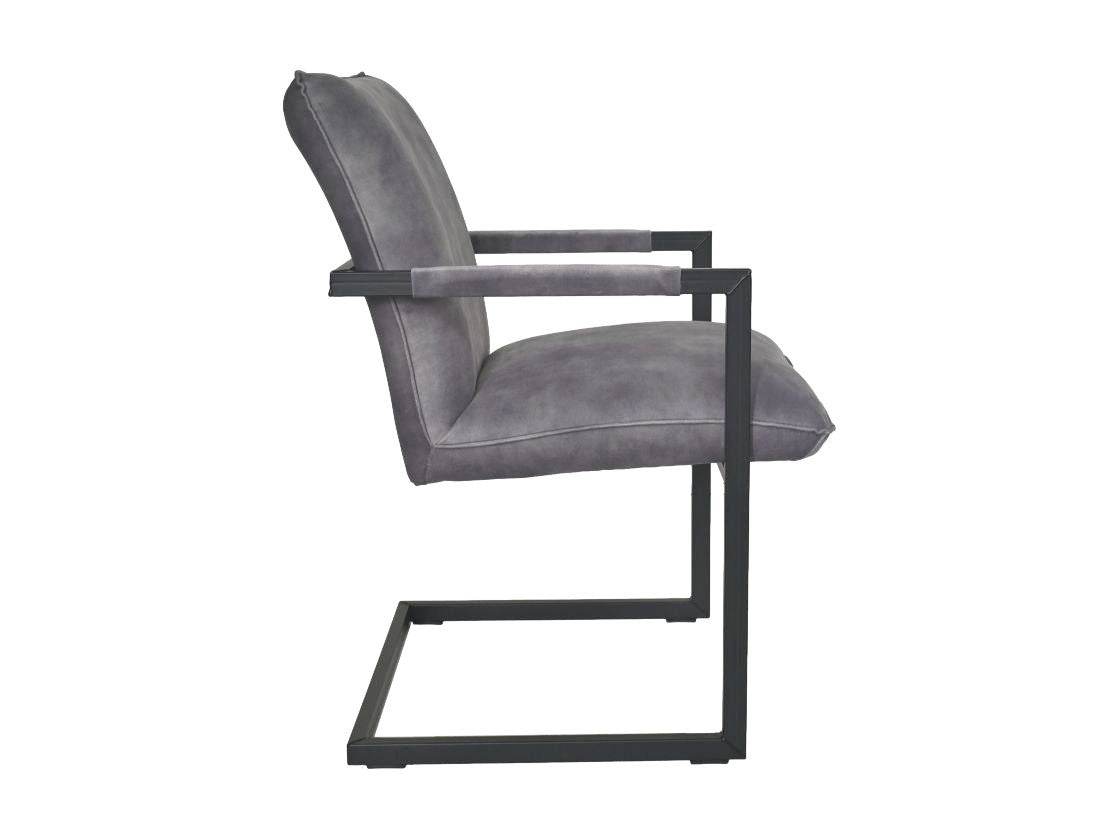 HSM Collection-Eetkamerstuhl Boston S/2-56x68x89-Delfin Grau/Schwarz-Stoff/Metall