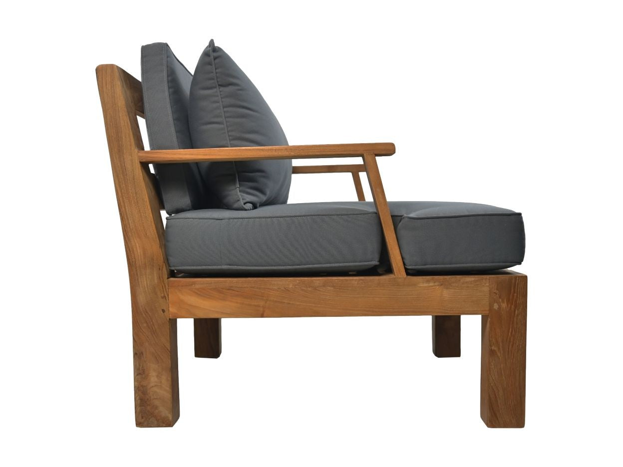 HSM Collection-Garten-Loungesessel Sofa Mit Armlehne-80x79x83-Natur/Dunkelgrau-Teak/Stoff