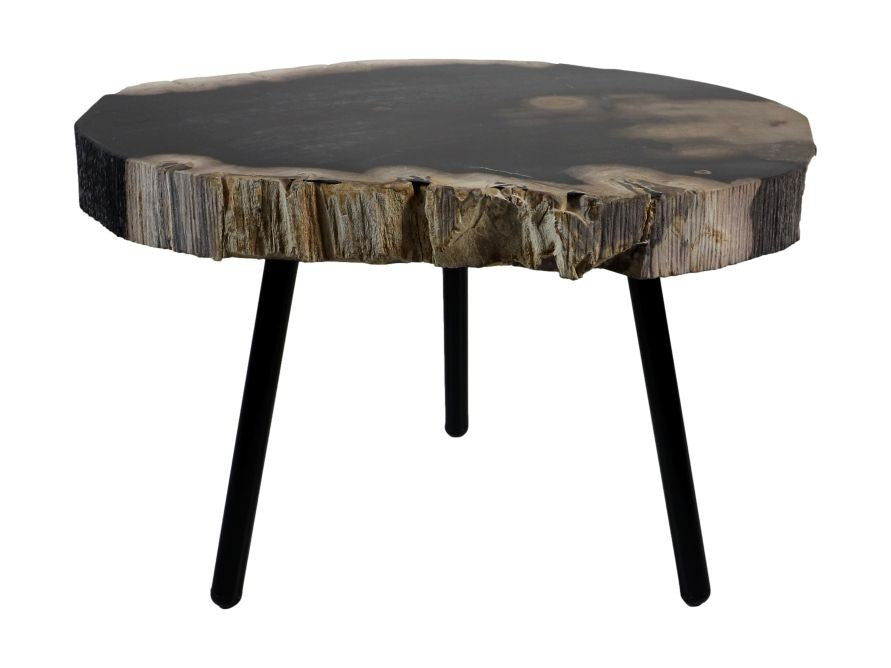 HSM Collection-Beistelltisch Versteinert -ø40/43x30-Sortiert/Schwarz-Stein/Metall